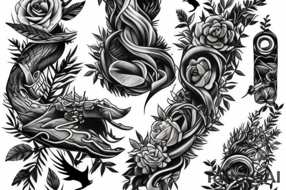 River in the forest tattoo idea