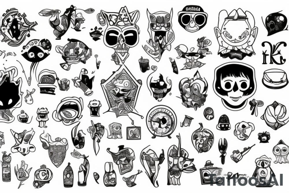 Czarny kot tattoo idea