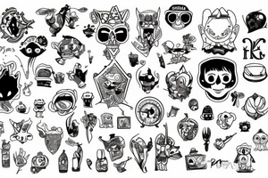 Czarny kot tattoo idea
