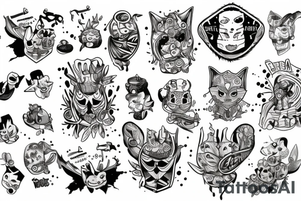 Czarny kot tattoo idea