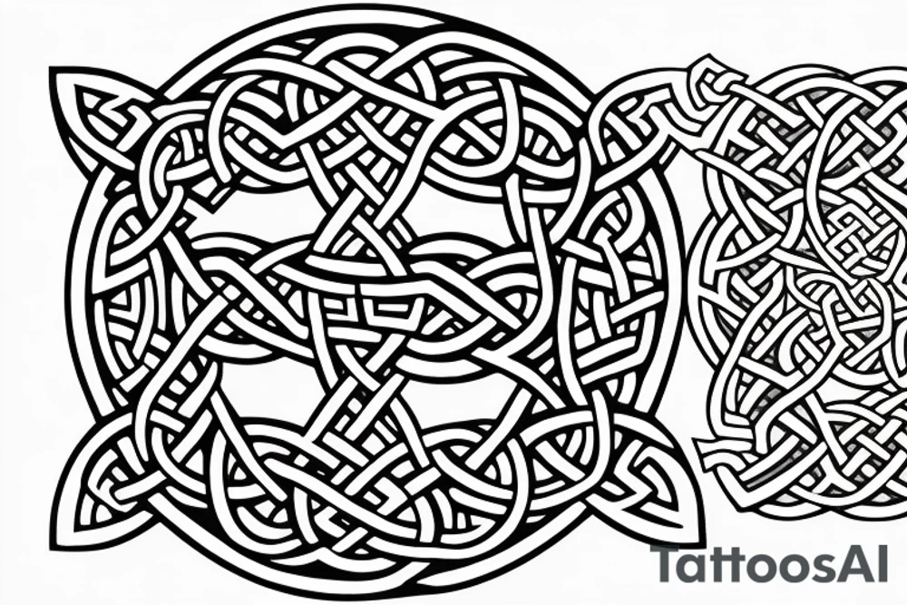 Celtic knot work with dragon and cherry tree tattoo idea