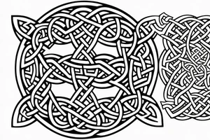 Celtic knot work with dragon and cherry tree tattoo idea