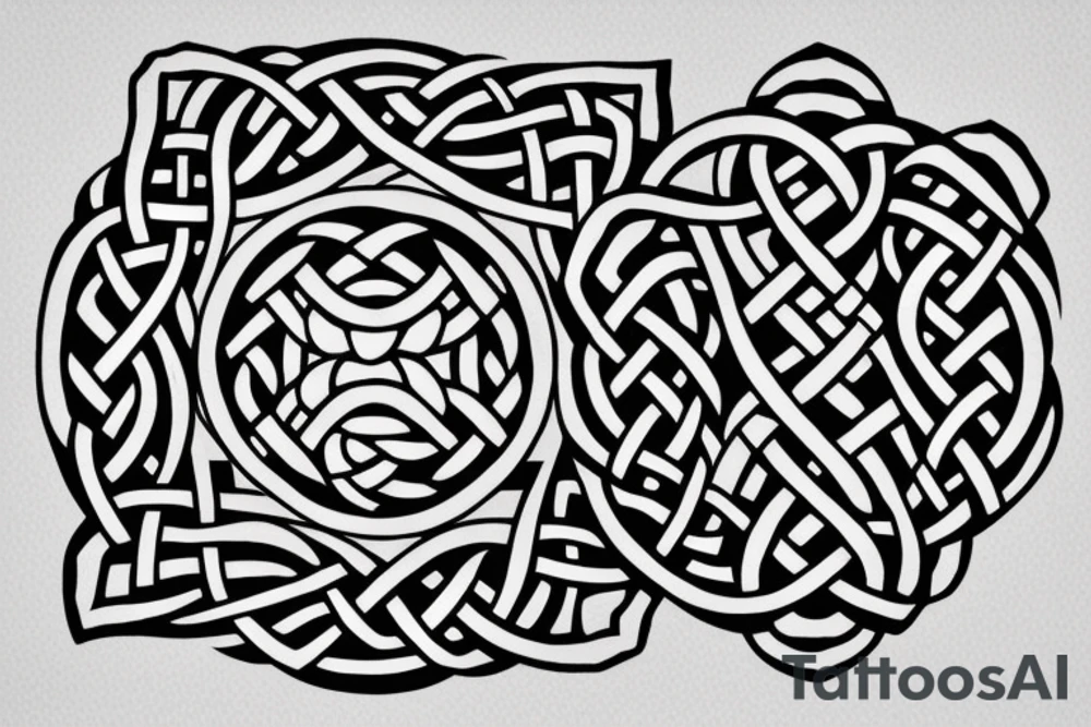 Celtic knot work with dragon and cherry tree tattoo idea
