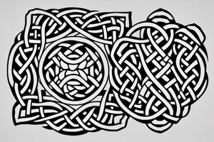 Celtic knot work with dragon and cherry tree tattoo idea