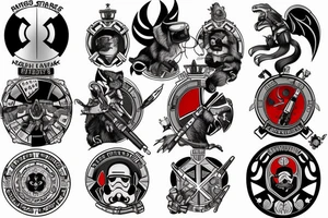 mix starfox with starwars, add the hungarian coat of arms, something with chess and poker tattoo idea
