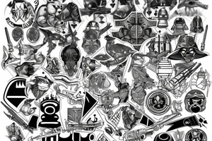 starfox, starwars, hungarian coat of arms, chess, pokercards tattoo idea