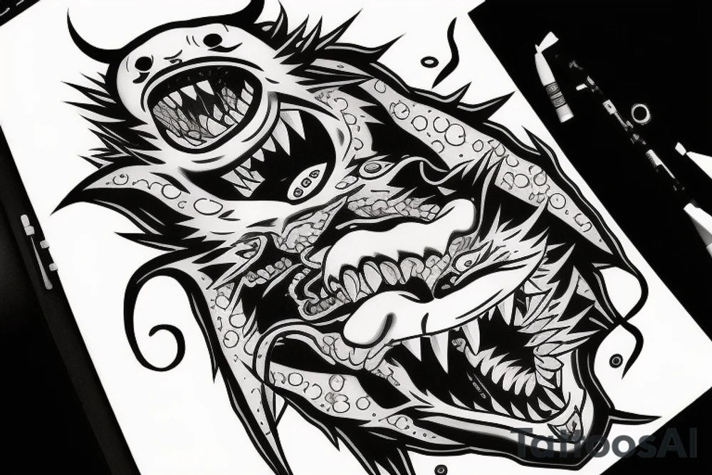 dead demon consuming seal from the naruto anime in japanese tattoo style tattoo idea