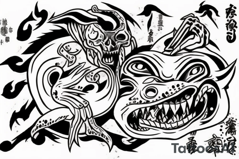dead demon consuming seal from the naruto anime in japanese tattoo style tattoo idea
