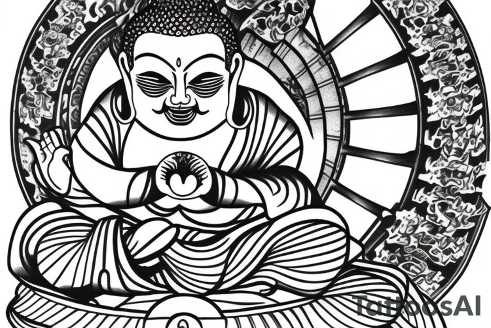 laughing buddha japanese style tattoo idea