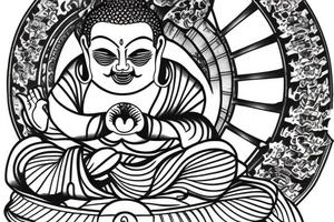 laughing buddha japanese style tattoo idea