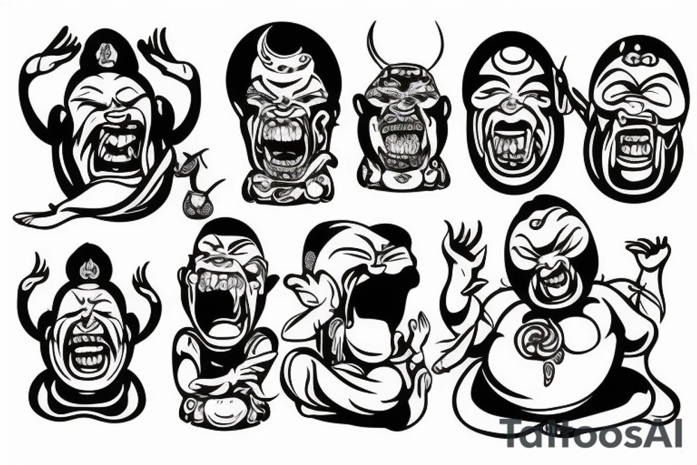 laughing buddha that looks demonic tattoo idea