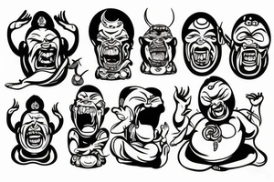 laughing buddha that looks demonic tattoo idea