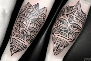 Tribal face on hand tattoo idea