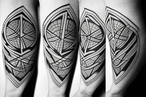 Greek god with geometric lines surrounding the image tattoo idea