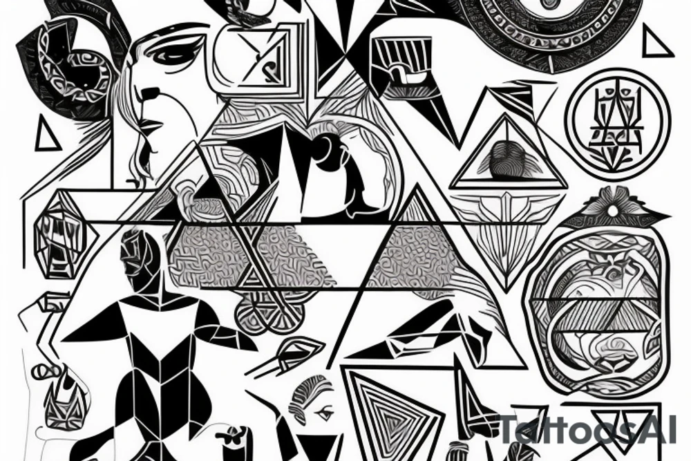 Greek god with geometric lines surrounding the image tattoo idea Greek god with geometric lines surrounding the image tattoo idea