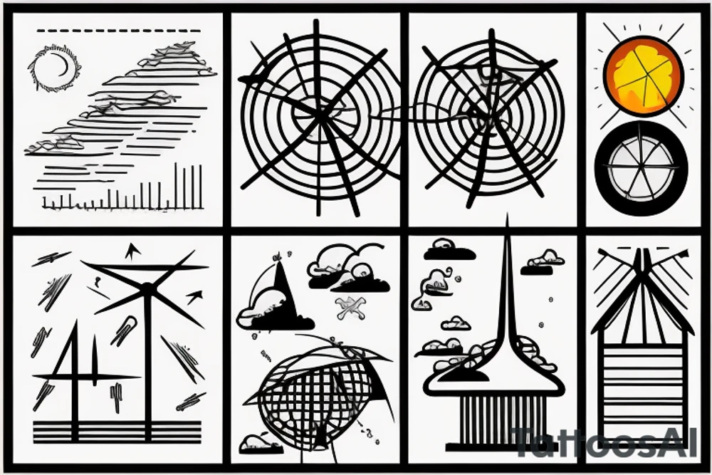 vector diagram characterizing in meteorology and climatology the wind regime in a given place according to long-term observations. tattoo idea