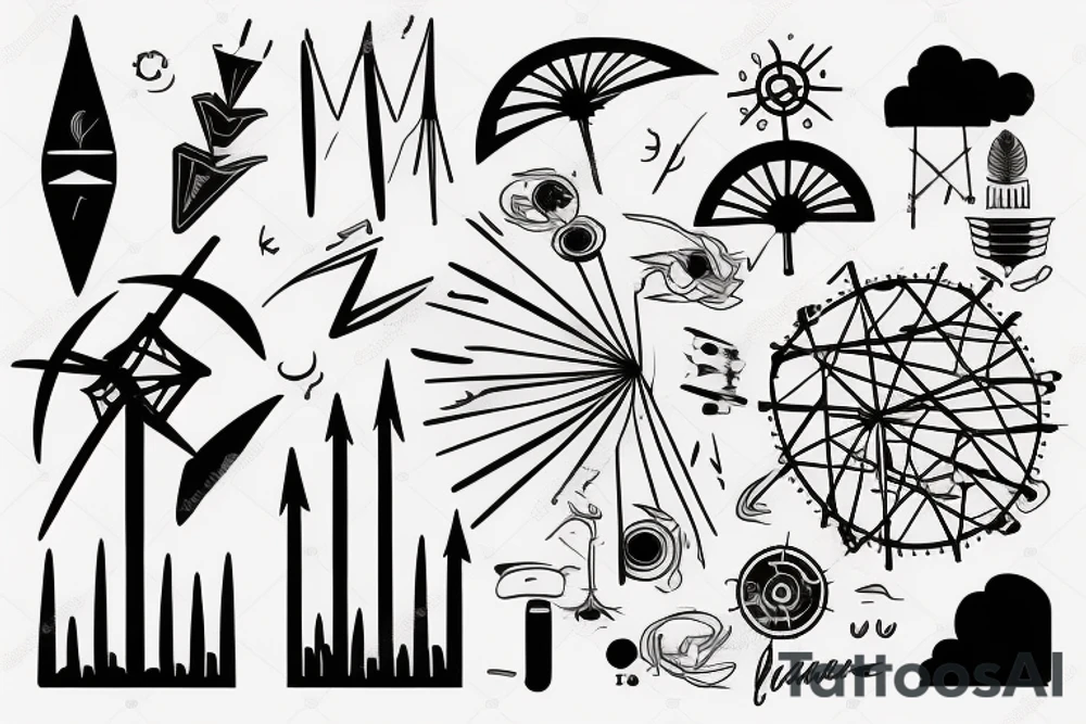 vector diagram characterizing in meteorology and climatology the wind regime in a given place according to long-term observations. tattoo idea