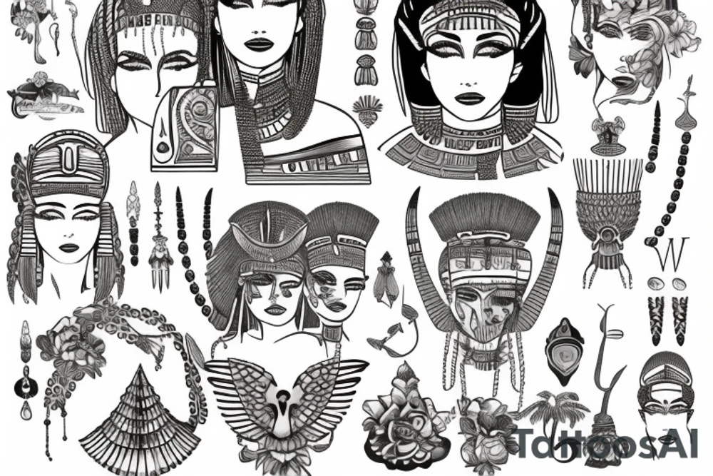 Cleopatra in full growth tattoo idea