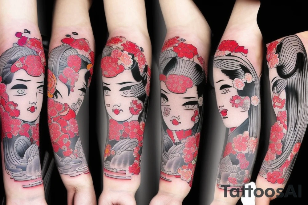 romantic geisha tattoo idea
