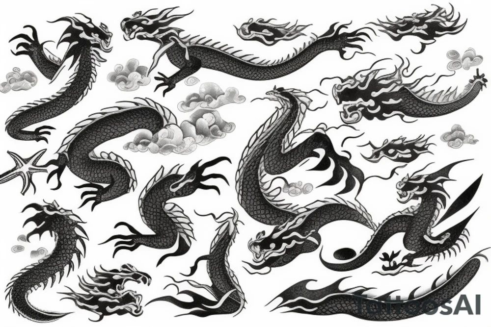 dragon in the sea tattoo idea