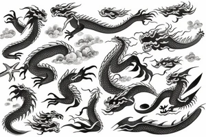 dragon in the sea tattoo idea