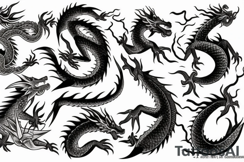 dragon in the sea tattoo idea