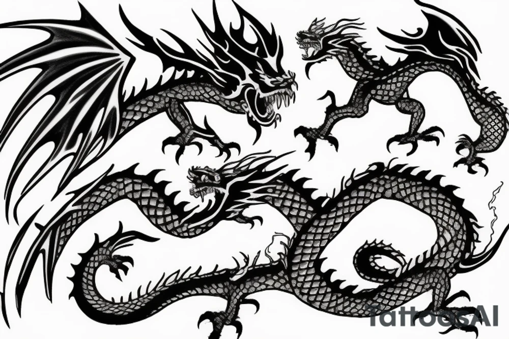 flying dragon spitting fire tattoo idea