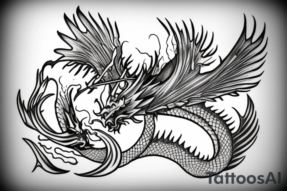 flying dragon spitting fire tattoo idea