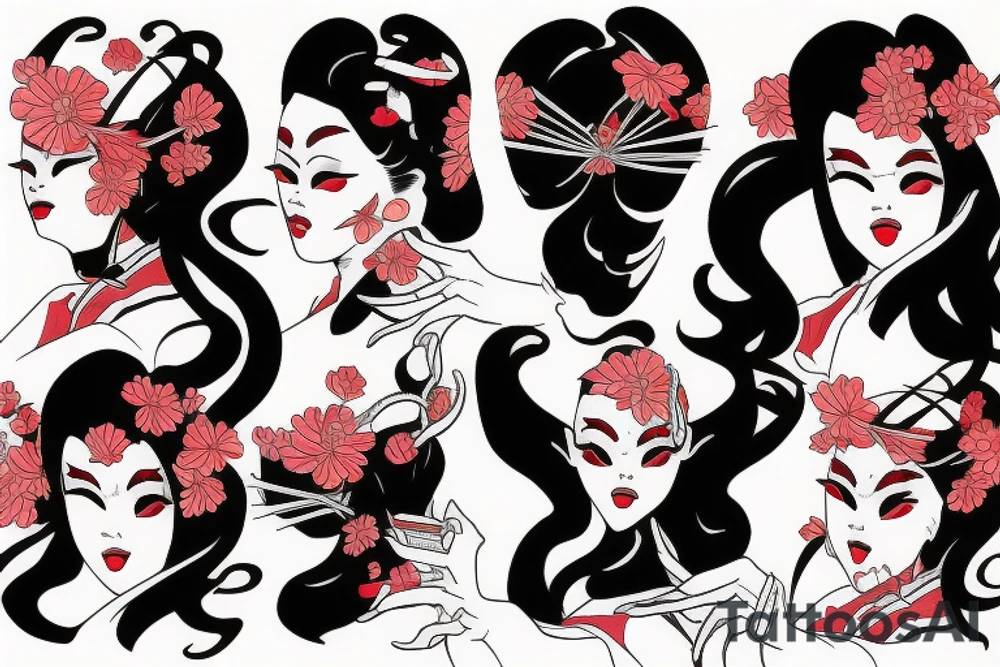 geisha spider woman tattoo idea