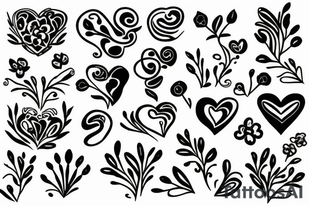 vallentines, minimalistic, heart with flowers tattoo idea
