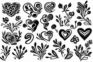 vallentines, minimalistic, heart with flowers tattoo idea