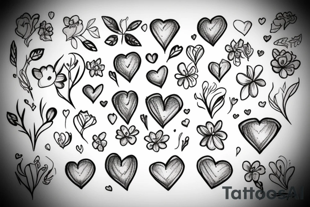 vallentines, minimalistic, heart with flowers tattoo idea