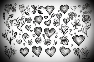 vallentines, minimalistic, heart with flowers tattoo idea