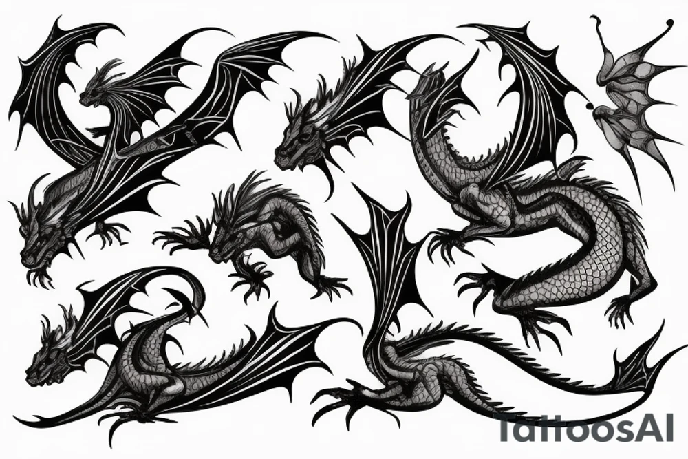 European dragon flying tattoo idea