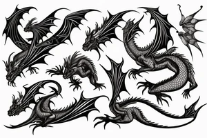European dragon flying tattoo idea