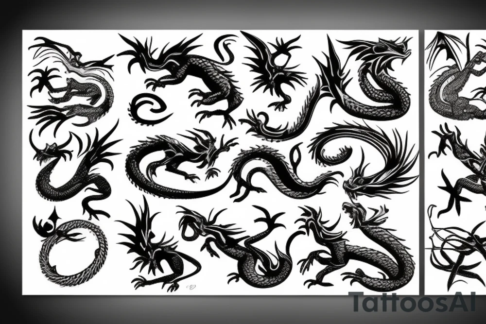 European dragon flying tattoo idea