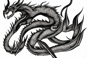 giant dragon fighting humans tattoo idea