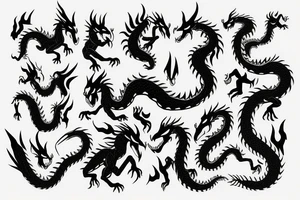 giant dragon fighting humans tattoo idea