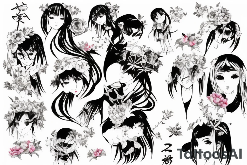 Anime girl lotus tattoo idea