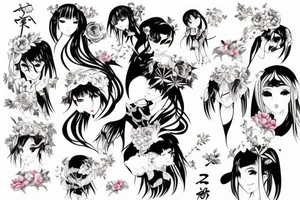 Anime girl lotus tattoo idea