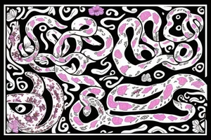 72 number with flowers and snakes tattoo idea