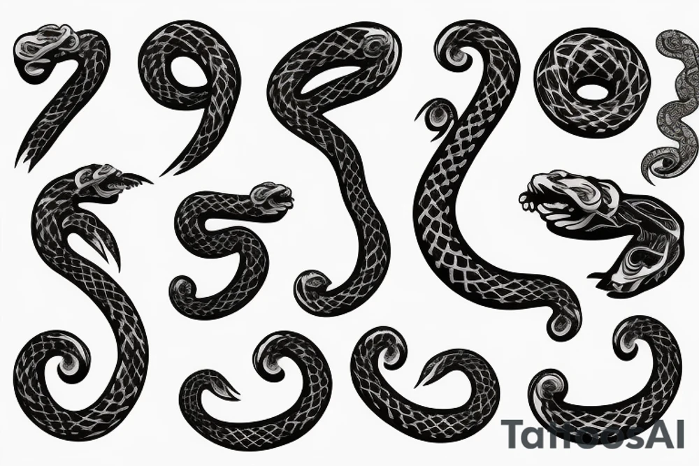 72 number with flowers and snakes tattoo idea