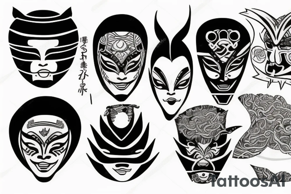 Japanese mask tattoo idea