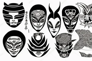 Japanese mask tattoo idea