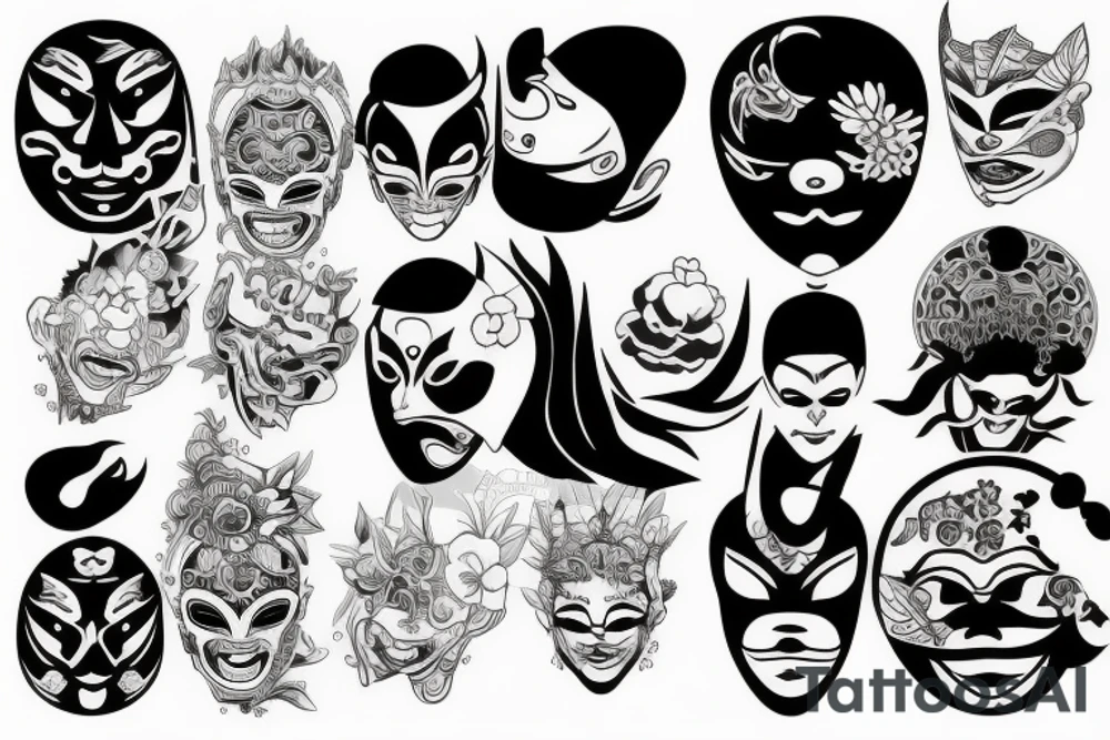 Japanese mask tattoo idea