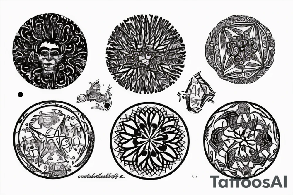 Life imitates art imitates life written in a circular tattoo idea