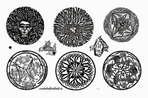 Life imitates art imitates life written in a circular tattoo idea
