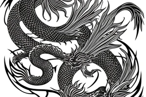 japanese dragon with lily tattoo idea