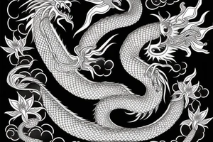 japanese dragon with lily tattoo idea