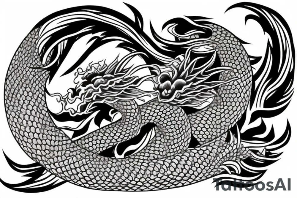 japanese dragon with lily tattoo idea